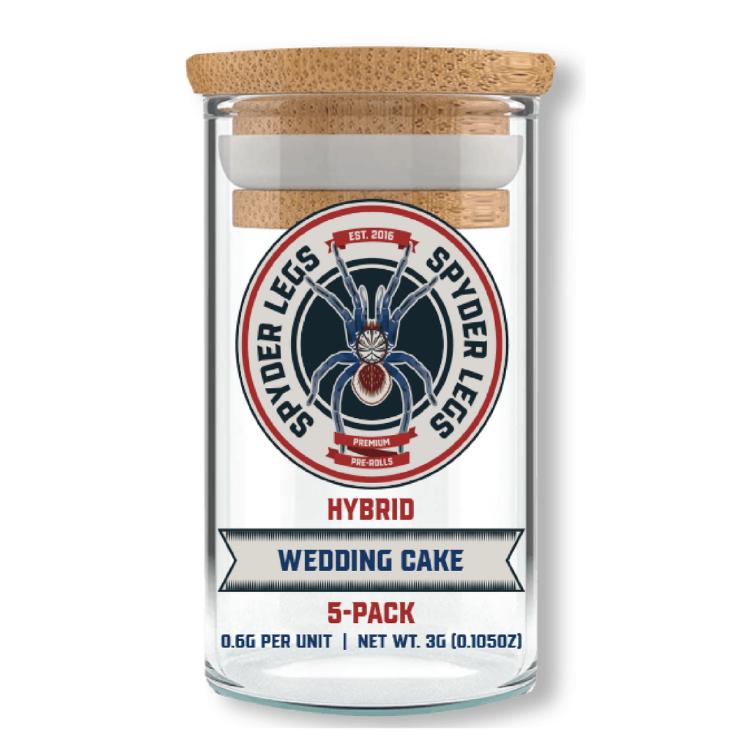 Photograph of product: Spyder Legs - 3g Infused Pre-Rolls 5pk - Wedding Cake