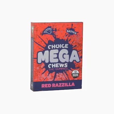 Photograph of product: Choice - 2pk Mega Gummies - (200mg) - Oui'd - **RED RAZZILLA** (5/$20)