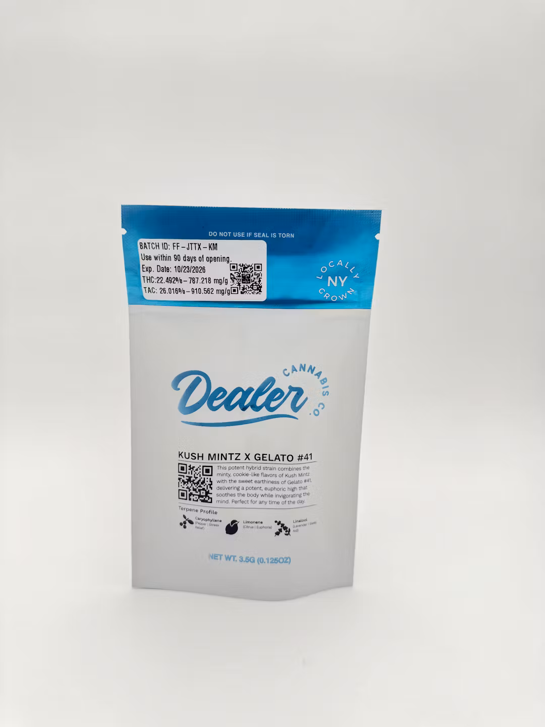 Photograph of product: Dealer | Flower | Kush Mintz x Gelato#41 | Hybrid - 3.5g