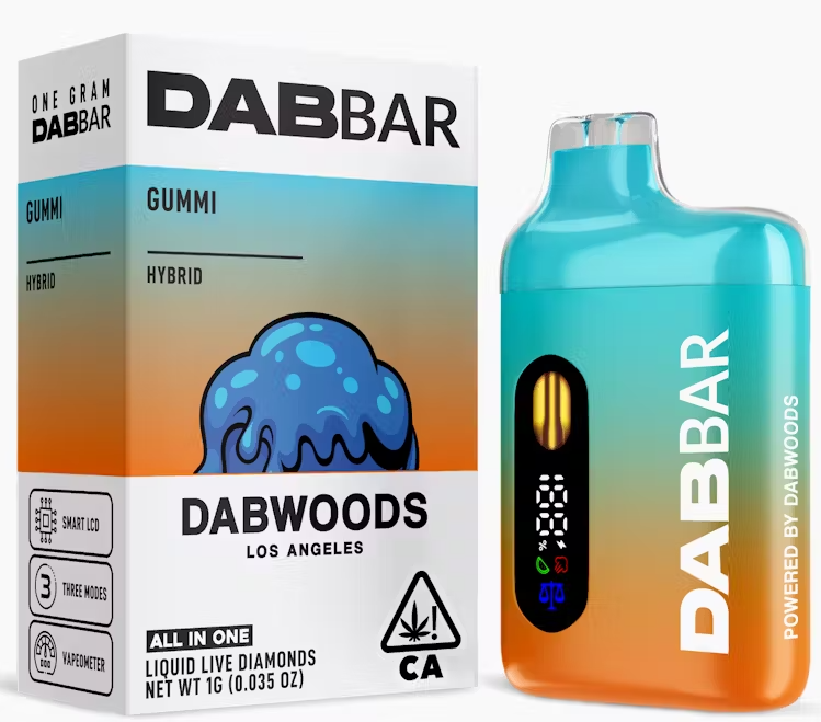 Photograph of product: Dabwoods Dab Bar Gummi Hybrid Liquid Diamond AIO 1g