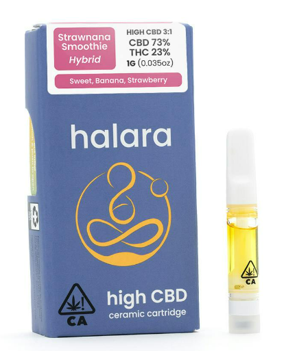 Photograph of product: Halara Strawnana Smoothie 3CBD:1THC Hybrid Cart