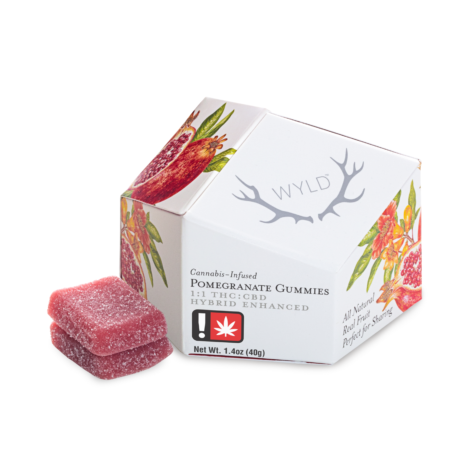 Photograph of product: Pomegranate 1:1 CBD + Hybrid Enhanced Gummies | 50mg