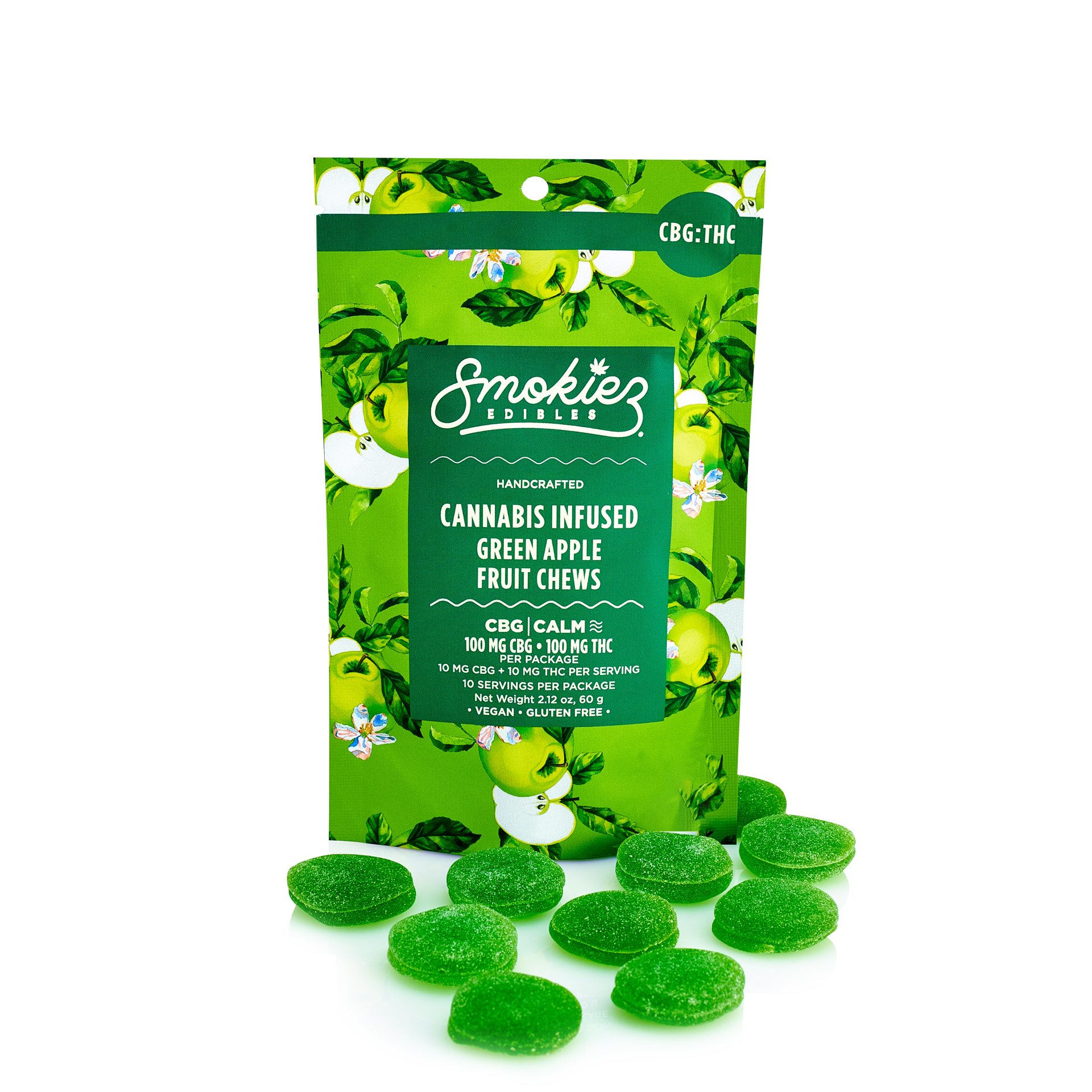 Photograph of product: 100mg Green Apple [1:1 TH-oui:CBG] Sweet Gummies