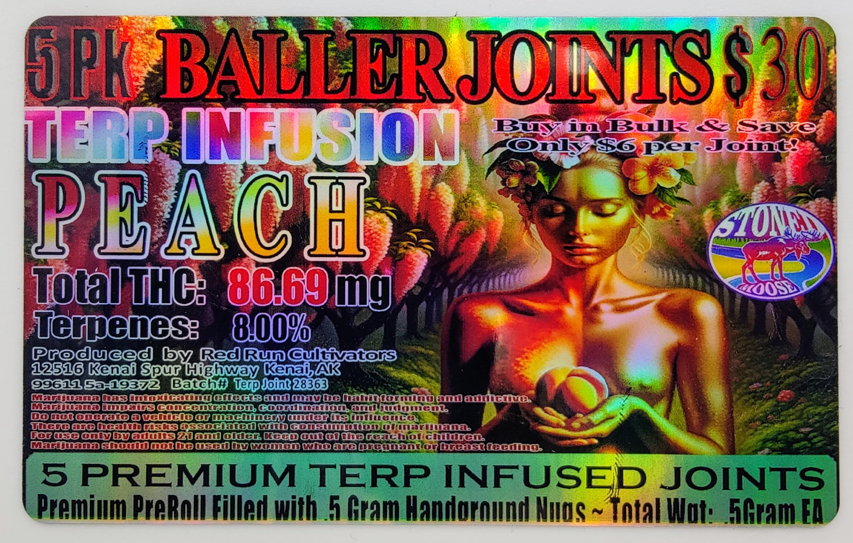 Photograph of product: 5pk Terp Infused Joints Peach