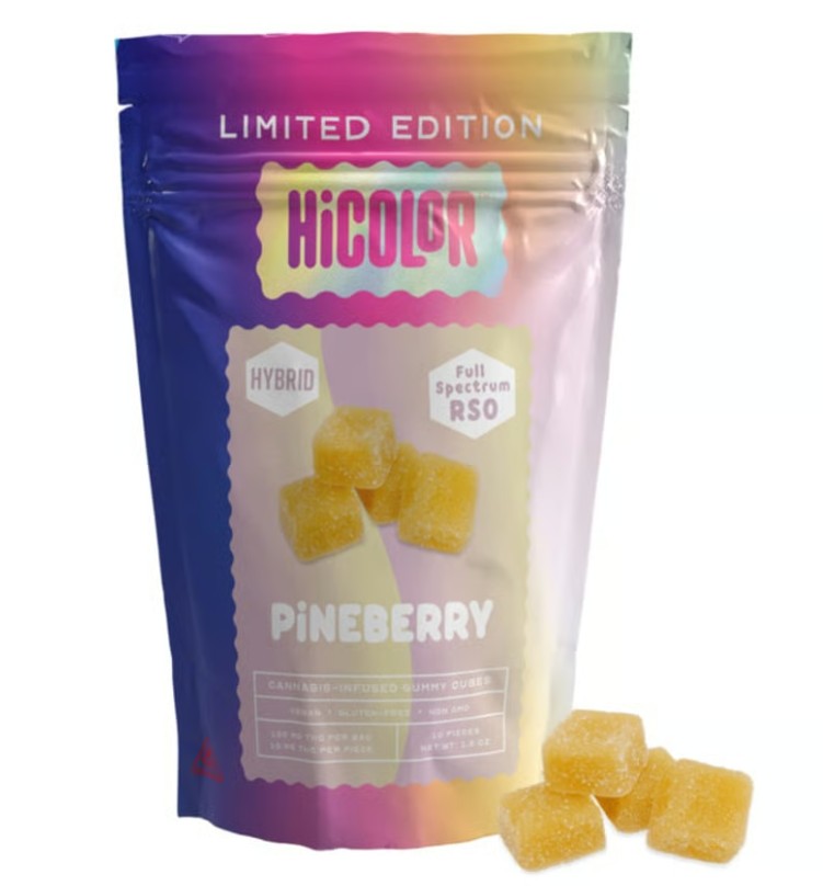 Photograph of product: HiColor | Pineberry | Hybrid | RSO Infused Gummies | 10mg
