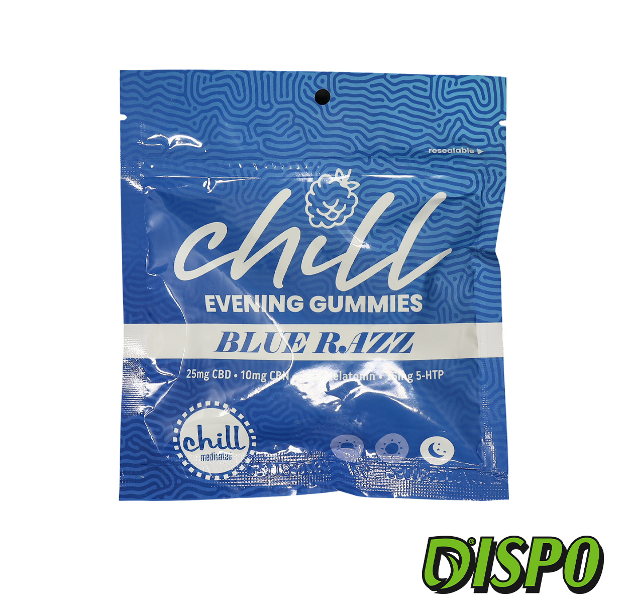 Photograph of product: Chill Medicated - Blue Razz Evening 500mg CBD Gummies
