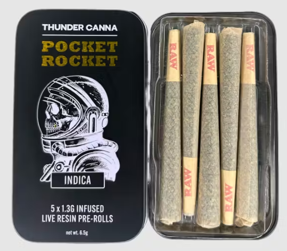 Photograph of product: Infused Pre-Roll Pack | Eggroll | 5 x 1.3g | Thunder Canna