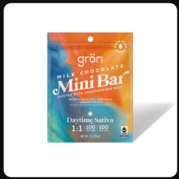 Photograph of product: Milk Chocolate w/ Sea Salt - Mini Bar Daytime Oui'd 1:1 100mg - Gron
