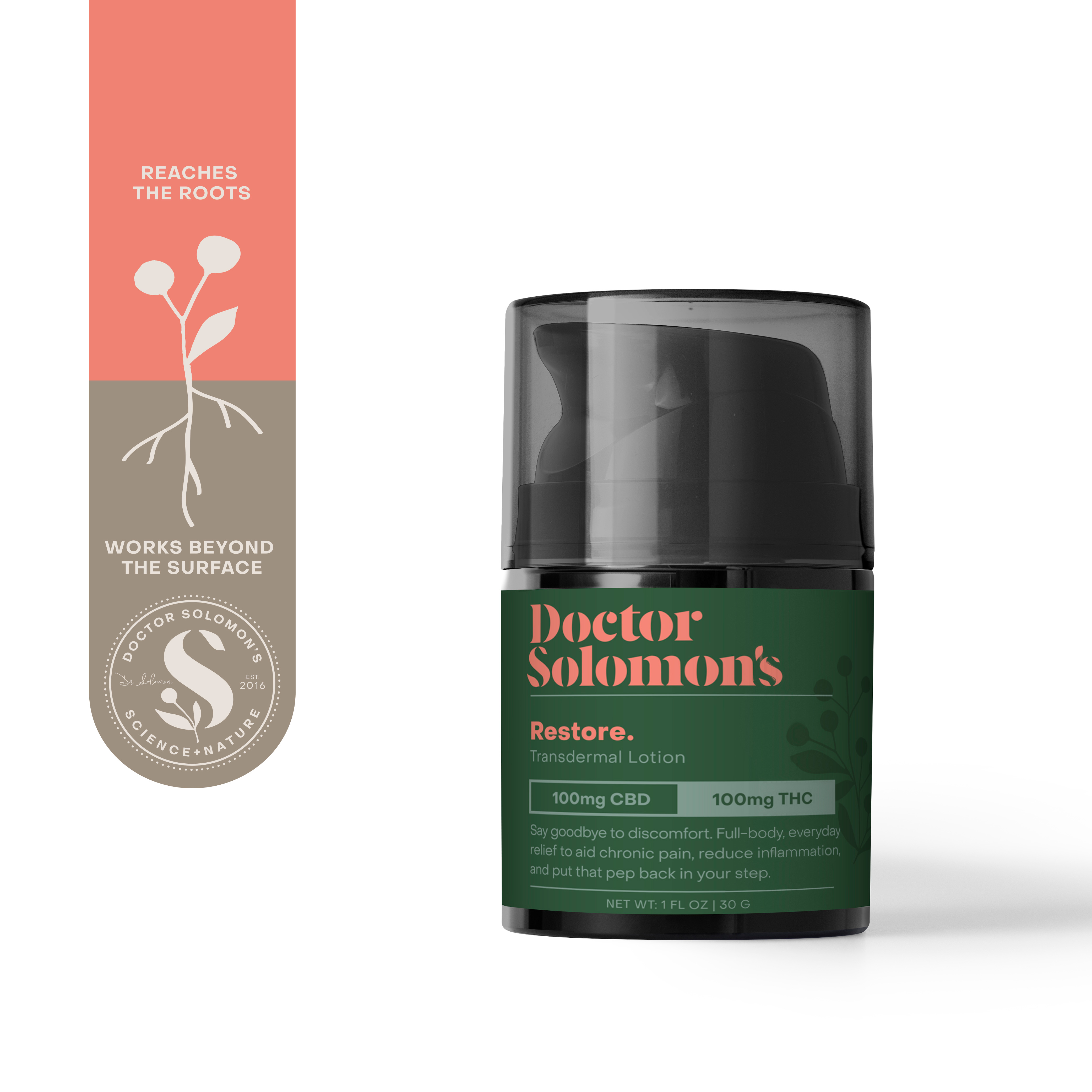 Photograph of product: Dr. Solomon's | Restore Lotion (1:1 CBD:TH-oui) | 100mg
