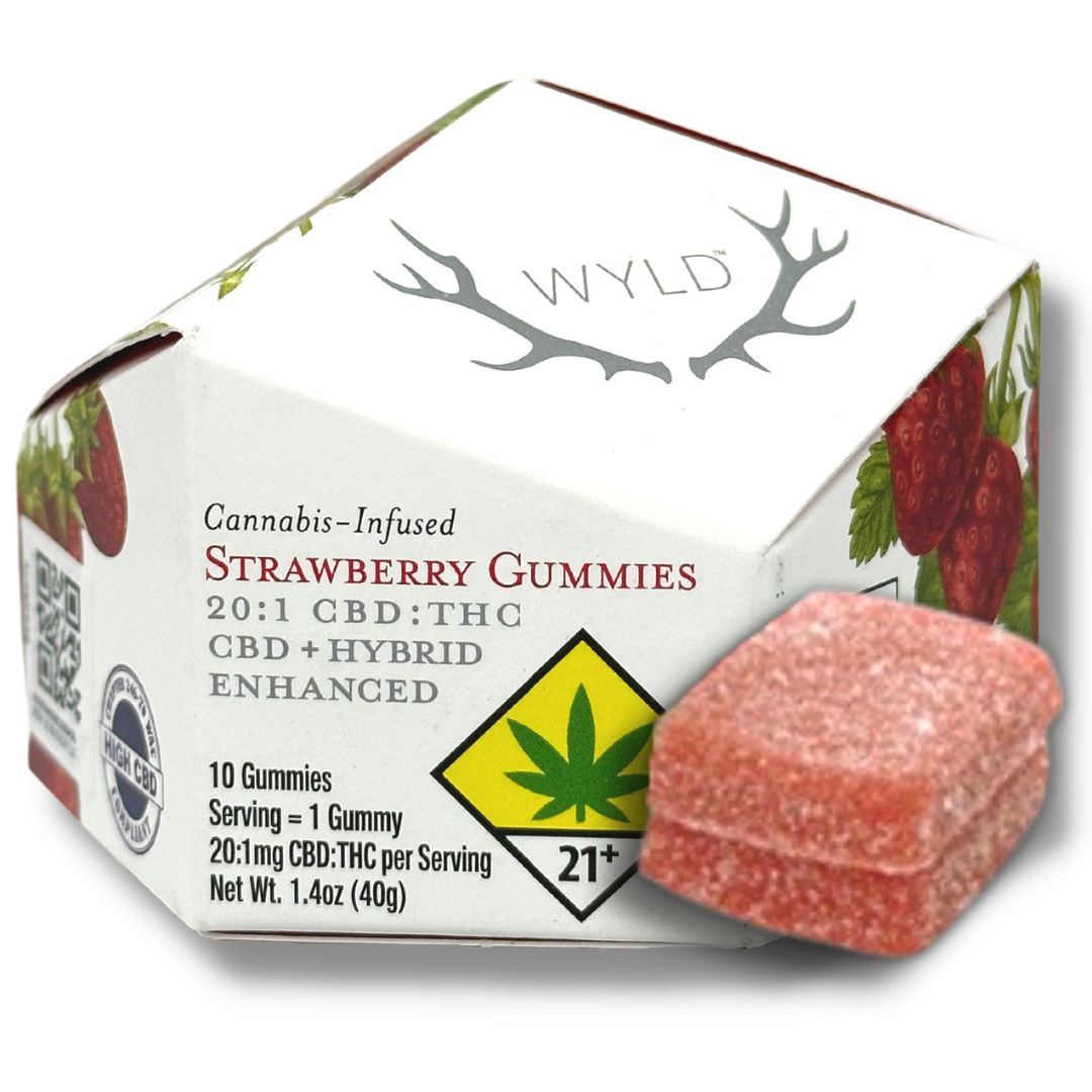 Photograph of product: 2:1 Strawberry CBD Hybrid 10pk Gummies (Wyld)