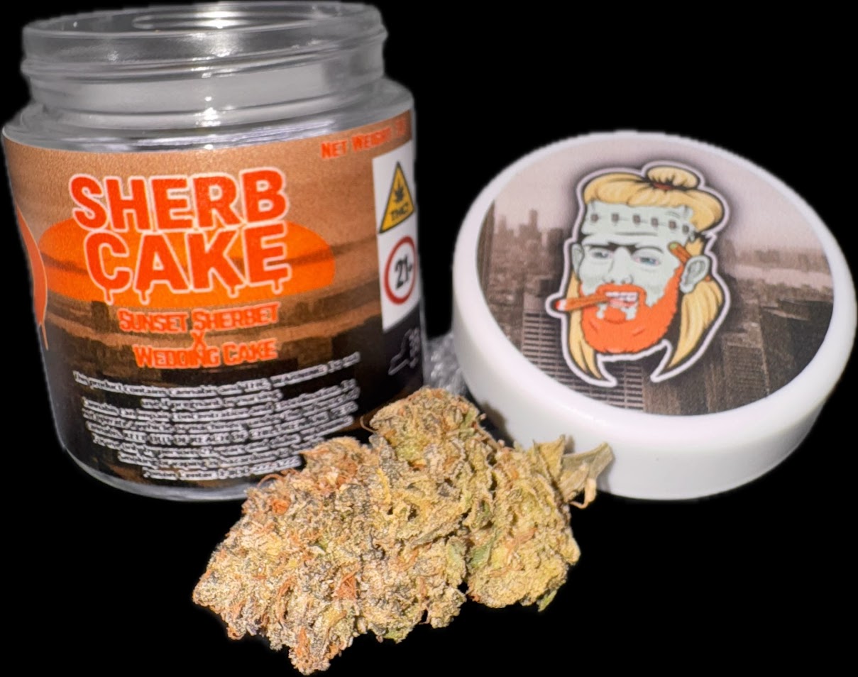 Photograph of product: NY DANKSTER | SHERB CAKE | FLOWER | 3.5G