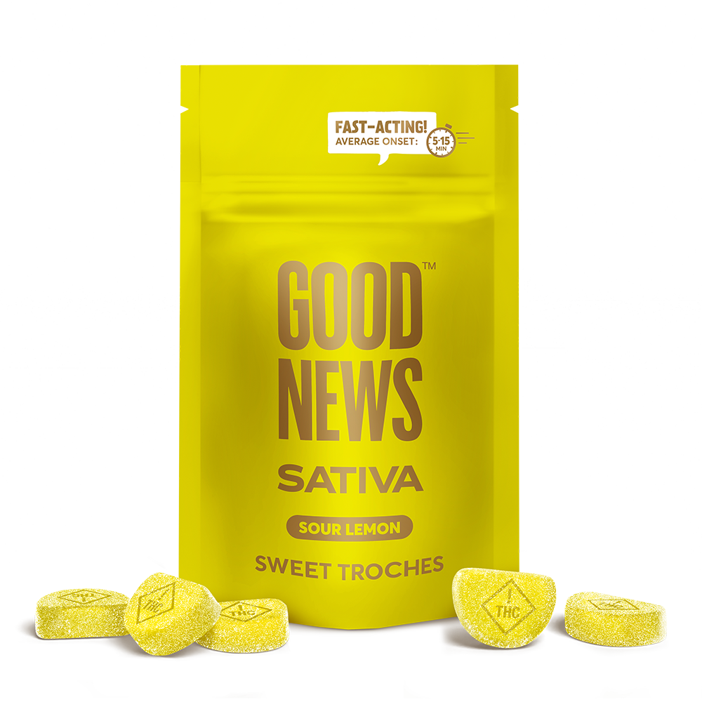 Photograph of product: Fast-Acting Sour Lemon Troches 100mg (20-Pack | 5mg Each)