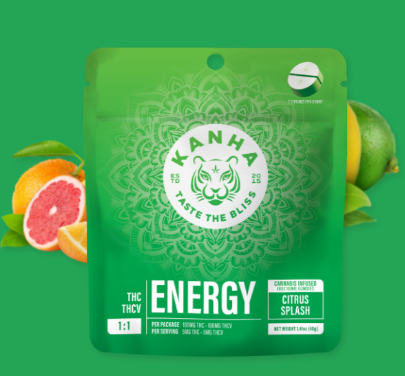Photograph of product: Citrus Splash Energy 1:1 Nano Gummies | 200mg - Kanha