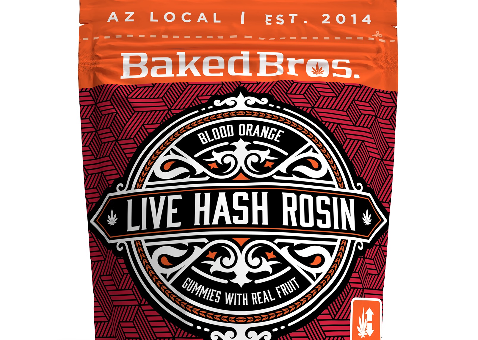 Photograph of Product: Baked Bros | Blood Orange Live Rosin Gummies 100mg