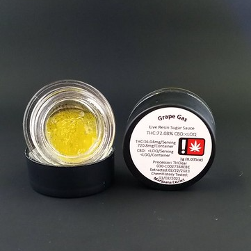 Photograph of product: Live Resin Sugar Sauce 1g Grape Gas (Hotbox)
