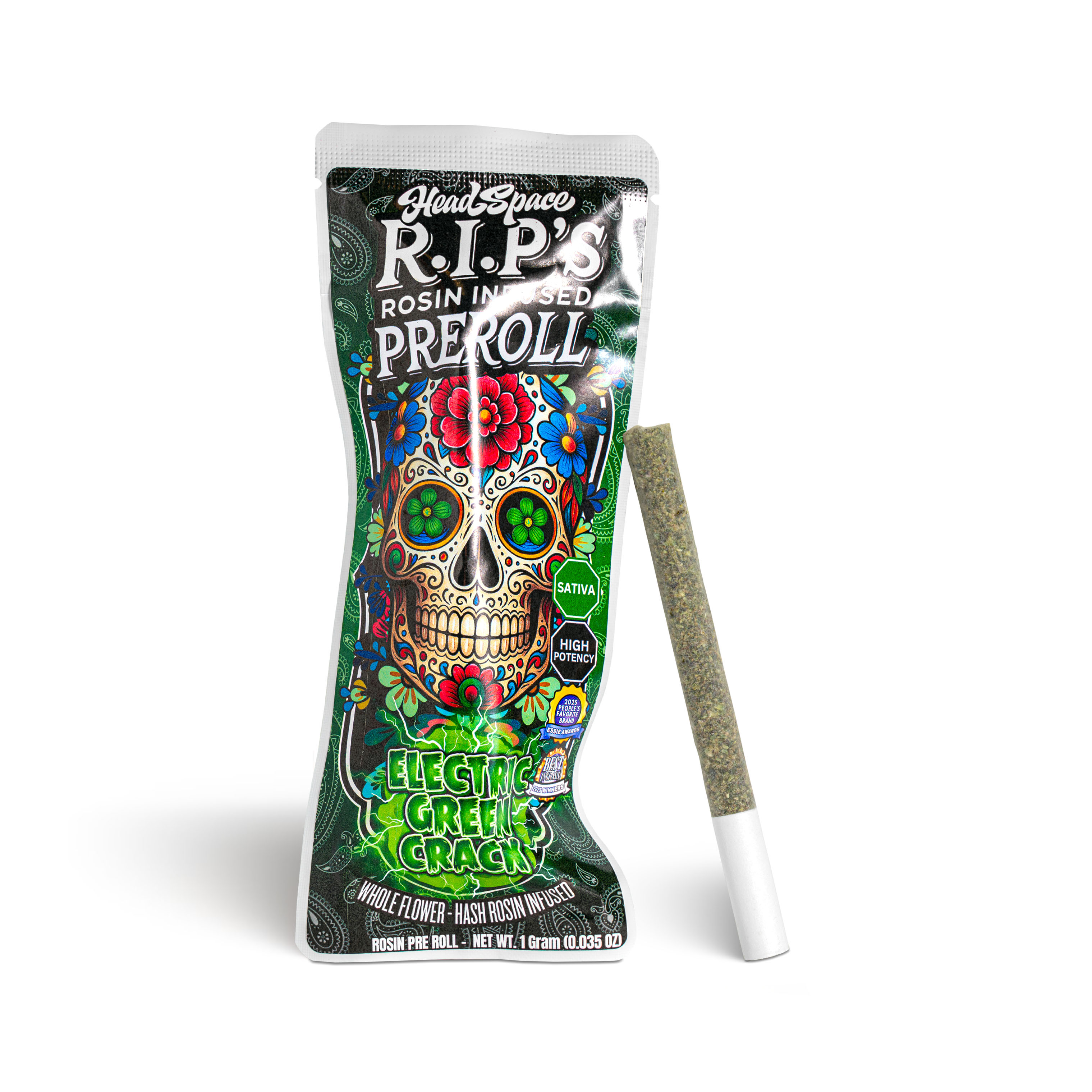 Photograph of product: Electric Green Crack Rosin Infused Pre-Roll - 1g