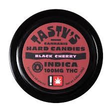 Photograph of product: 100mg Black Cherry Hard Candies (Tasty's)