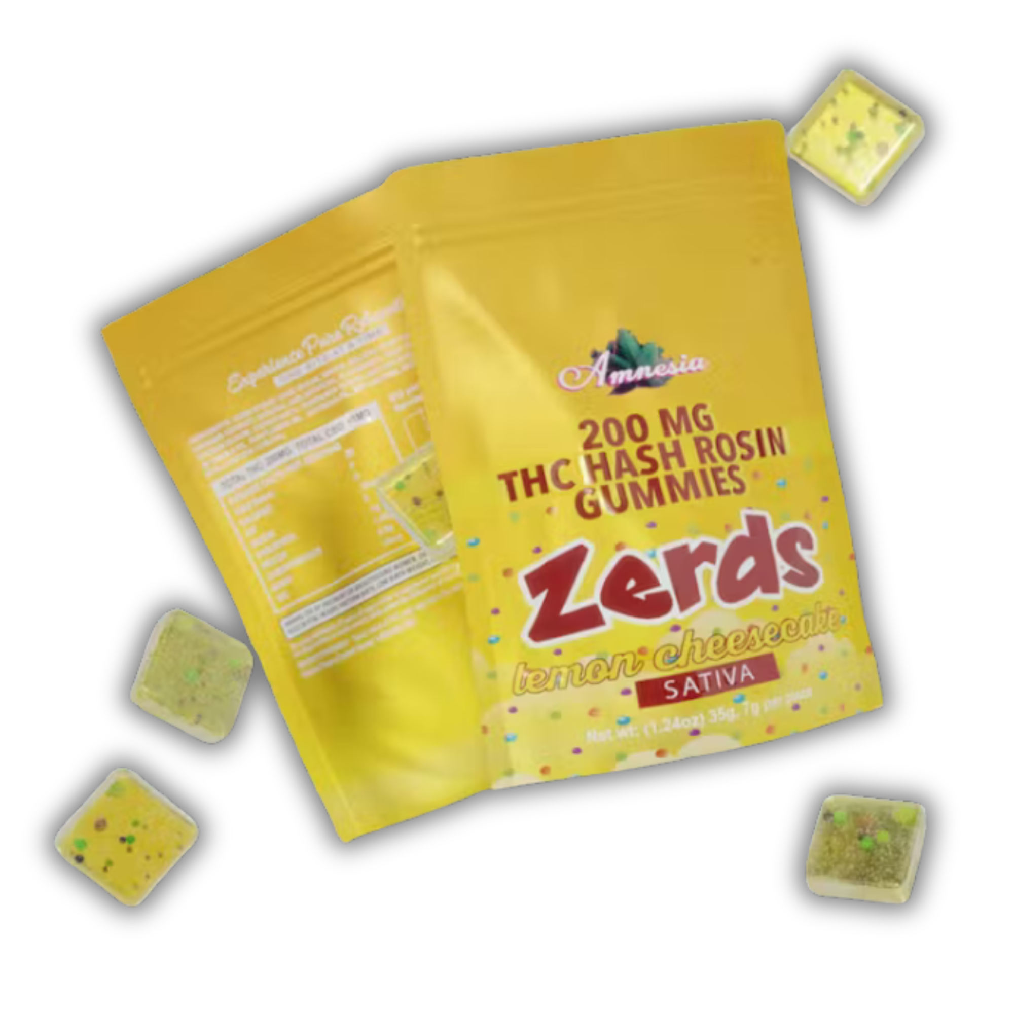 Photograph of product: Amnesia | au chocolat Rosin Gummy | Zerds | Lemon Cheesecake | 200mg