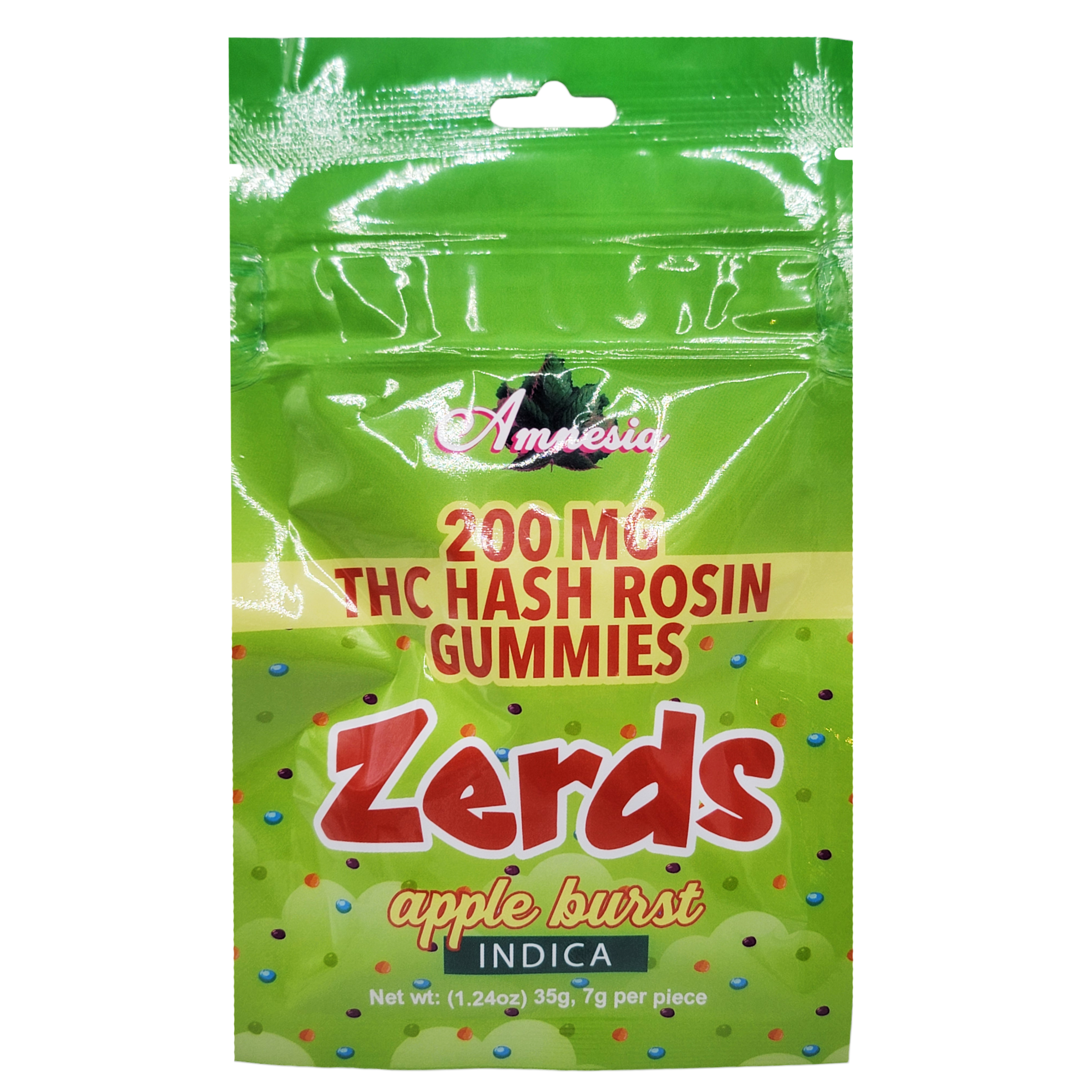 Photograph of product: Amnesia Zerds Apple Burst au chocolat Rosin Single Gummy 200mg Rec