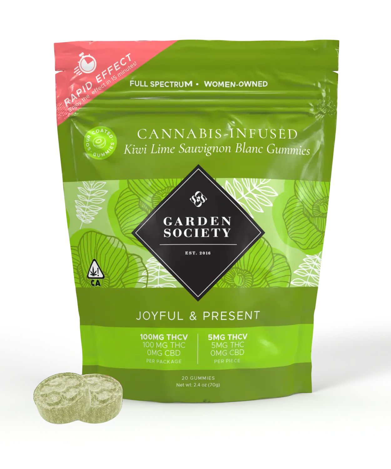 Photograph of product: Joyful & Present Kiwi Lime Sauvignon Blanc 1:1 Gummies