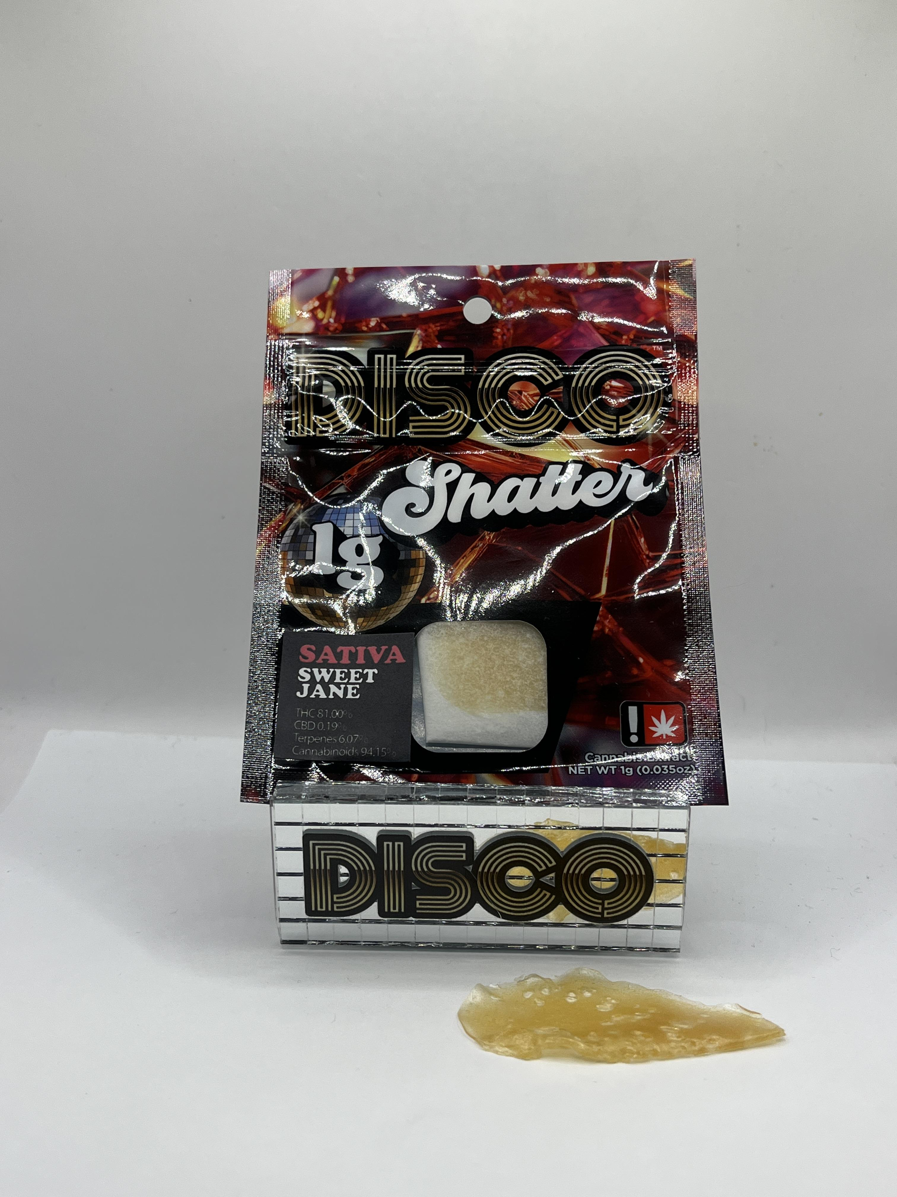 Photograph of product: Shatter - 1g Disco Dabs - Sweet Jane - GREEN LEAF SPECIAL