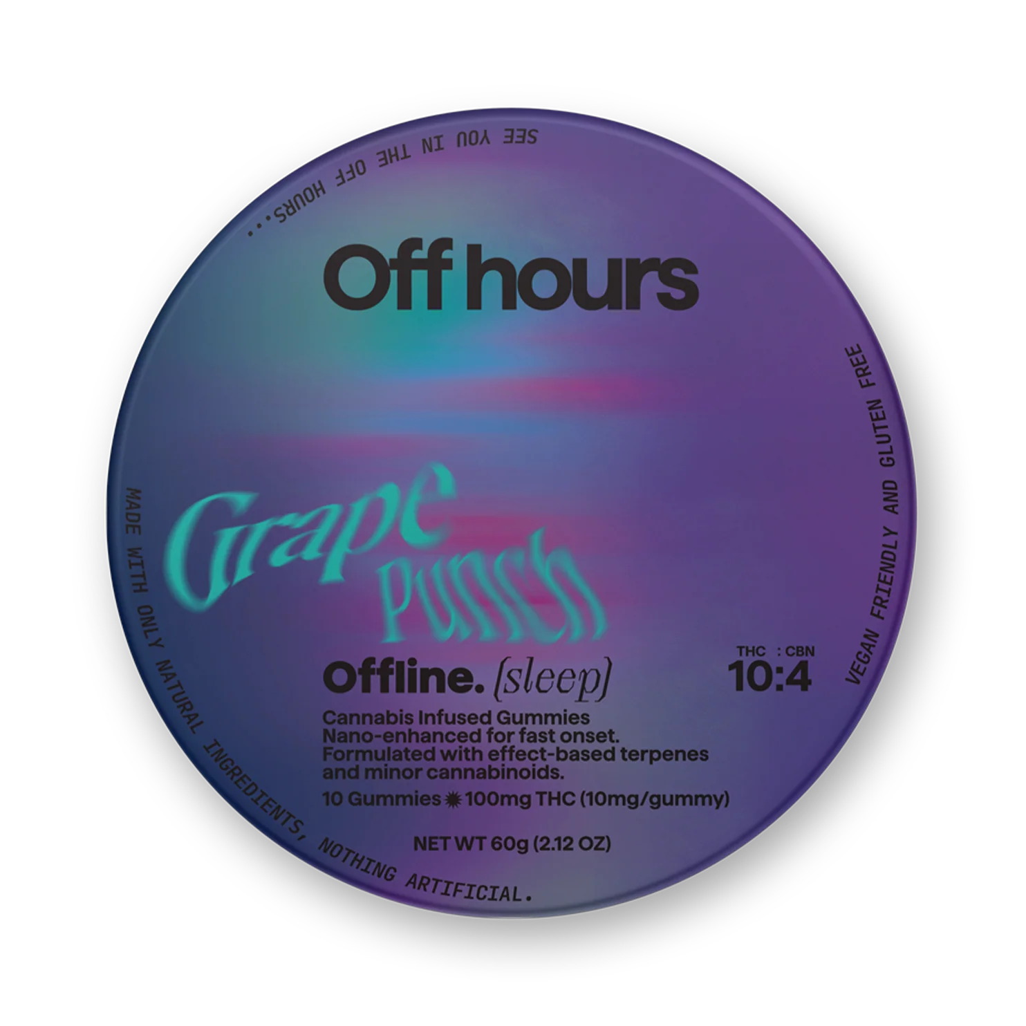 Photograph of product: Off Hours Offline Grape Punch 10mg 10pk Gummies
