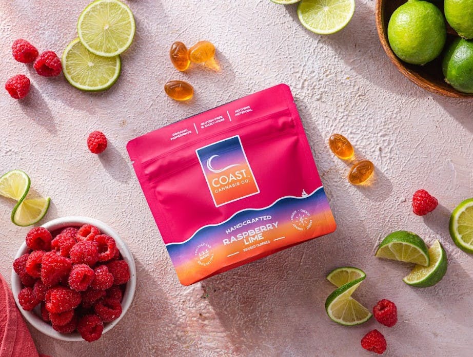 Photograph of product: Raspberry Lime 1:1:1 | 5mg Gummies 20Pk | Coast