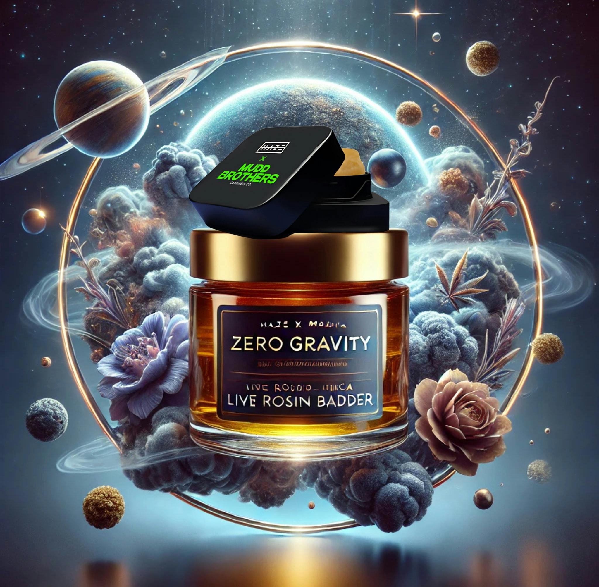 Photograph of product: Haze X Mudd Brothers Zero Gravity Live Rosin Badder - .5g