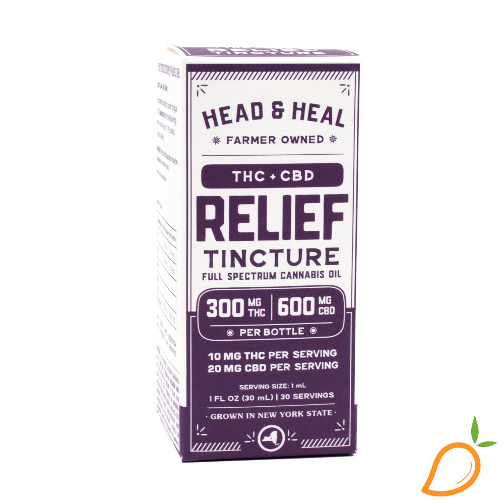 Photograph of product: 300mg Relief Blend 1:2 TH-oui:CBD Tincture Head & Heal