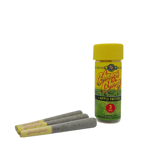 Photograph of product: CHEECH & CHONG | APPLE FRITTER - CRYO INFUSED PRE ROLL PACK | 3 x HYBRID