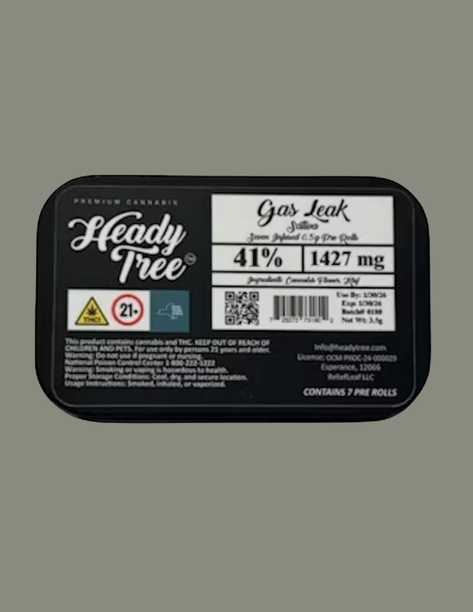 Photograph of product: Heady Tree | 7pk | .5g Kief Infused Prerolls  | Gas Leak
