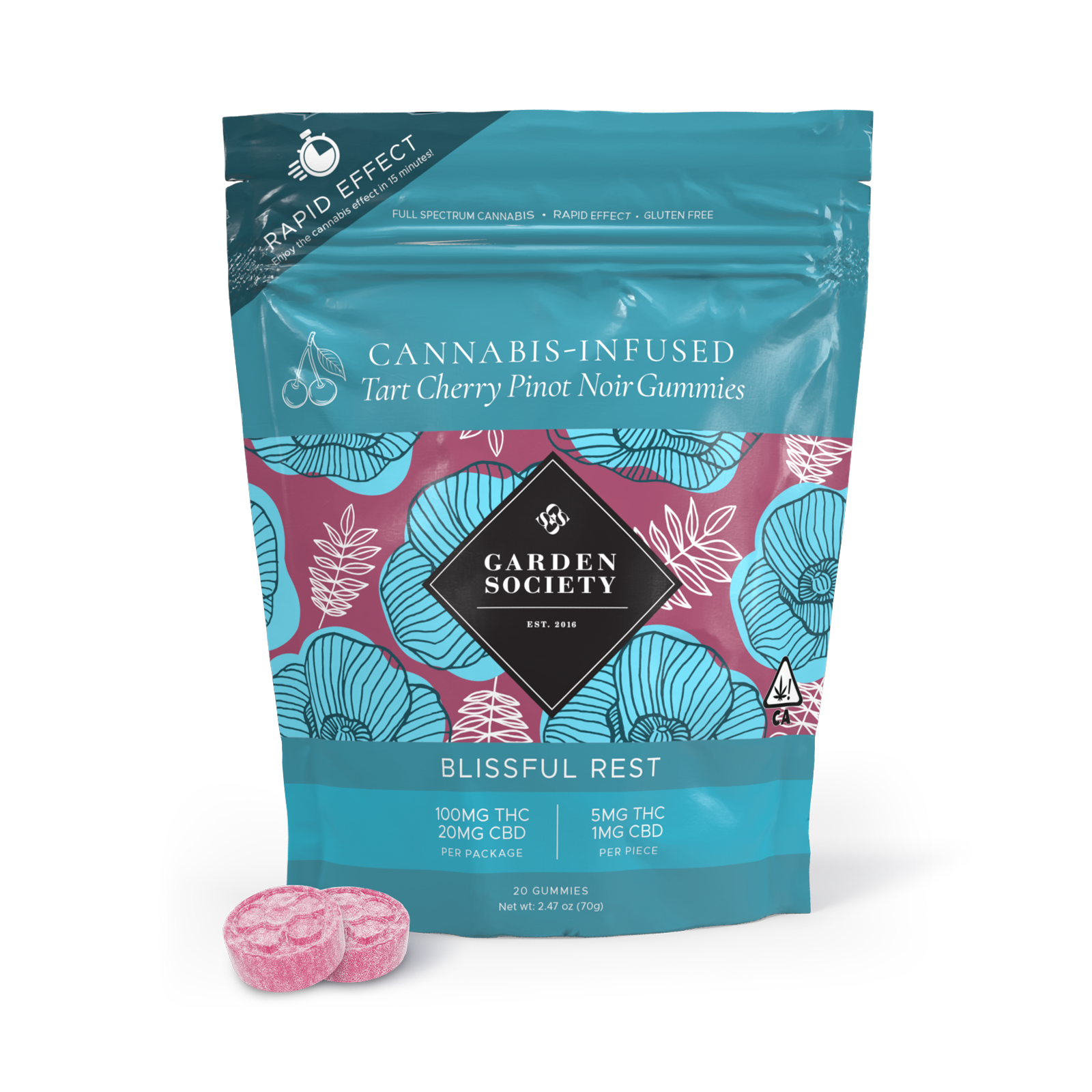 Photograph of product: Blissful Rest Tart Cherry Pinot Noir Gummies 20-Pack