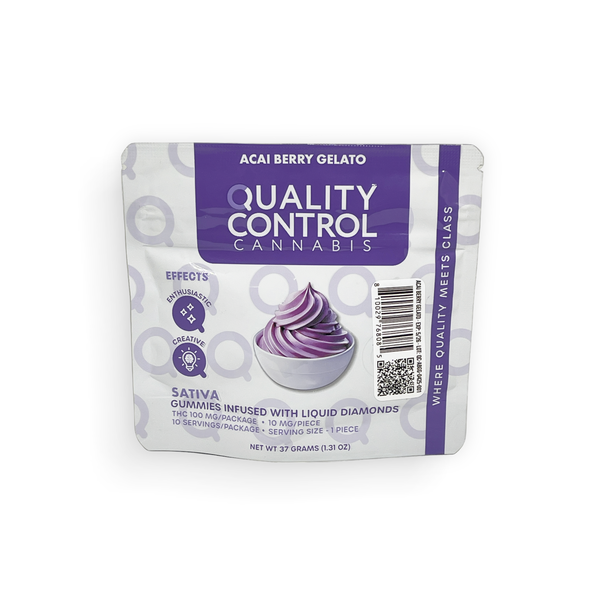 Photograph of product: Quality Control | Acai Berry Gelato | Infused | LQD | Gummy | 10pk | 100mg
