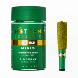 Photograph of product: OG Kush 5x .7g Infused Prerolls by Mitten Extracts