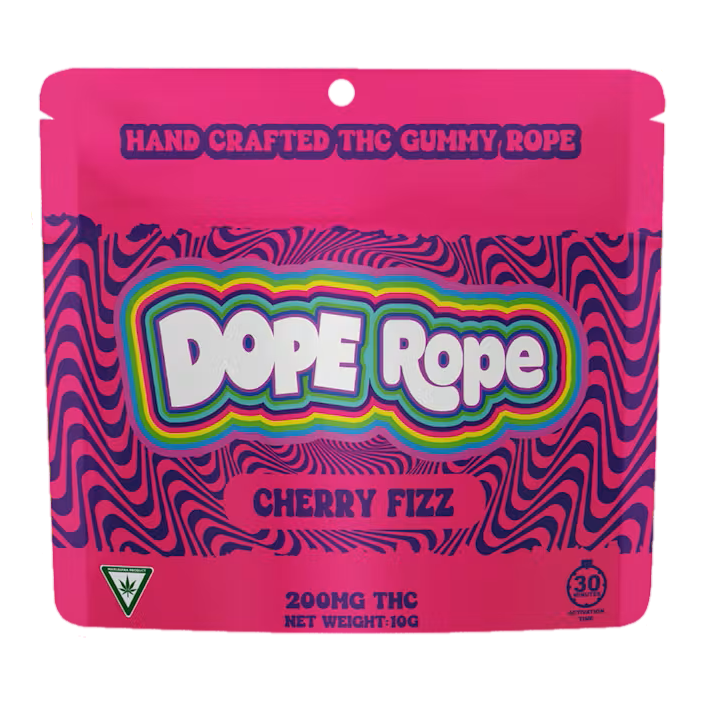 Photograph of product: Dope Rope Cherry Fizz Gummy Rope 200mg Rec