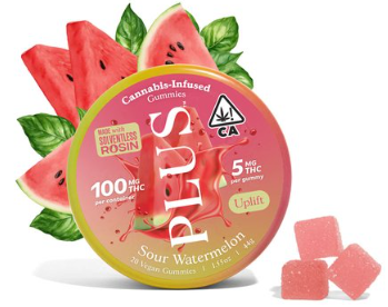 Photograph of product: Plus | Sour Watermelon   100 Mg   20 Pack