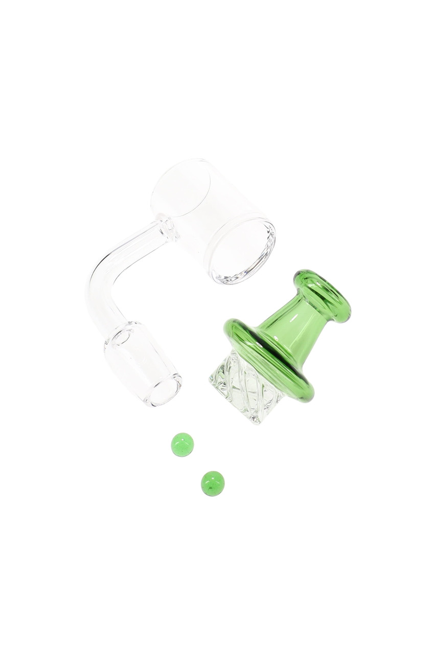 Photograph of product: 14.5mm Male Domeless Spinner Quartz Banger Nail & Beads $35