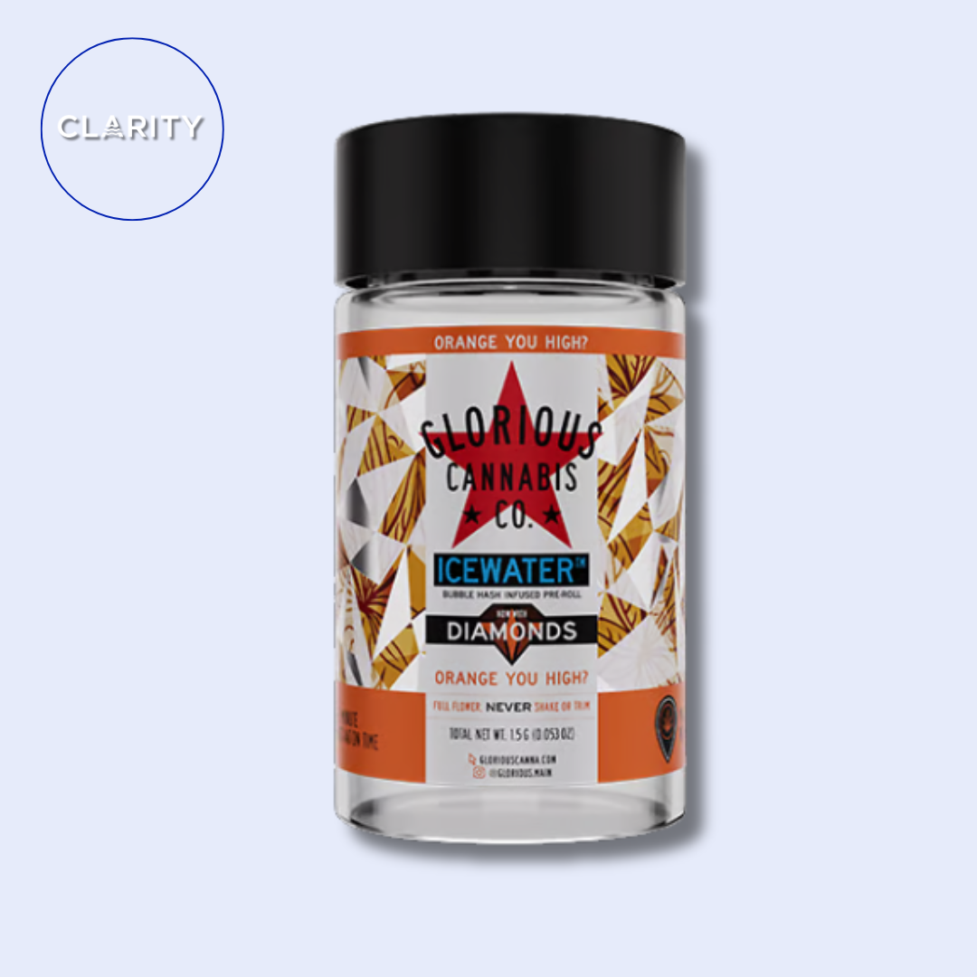 Photograph of product: Glorious Bubble au chocolat Infused Preroll 3pk | Orange You High