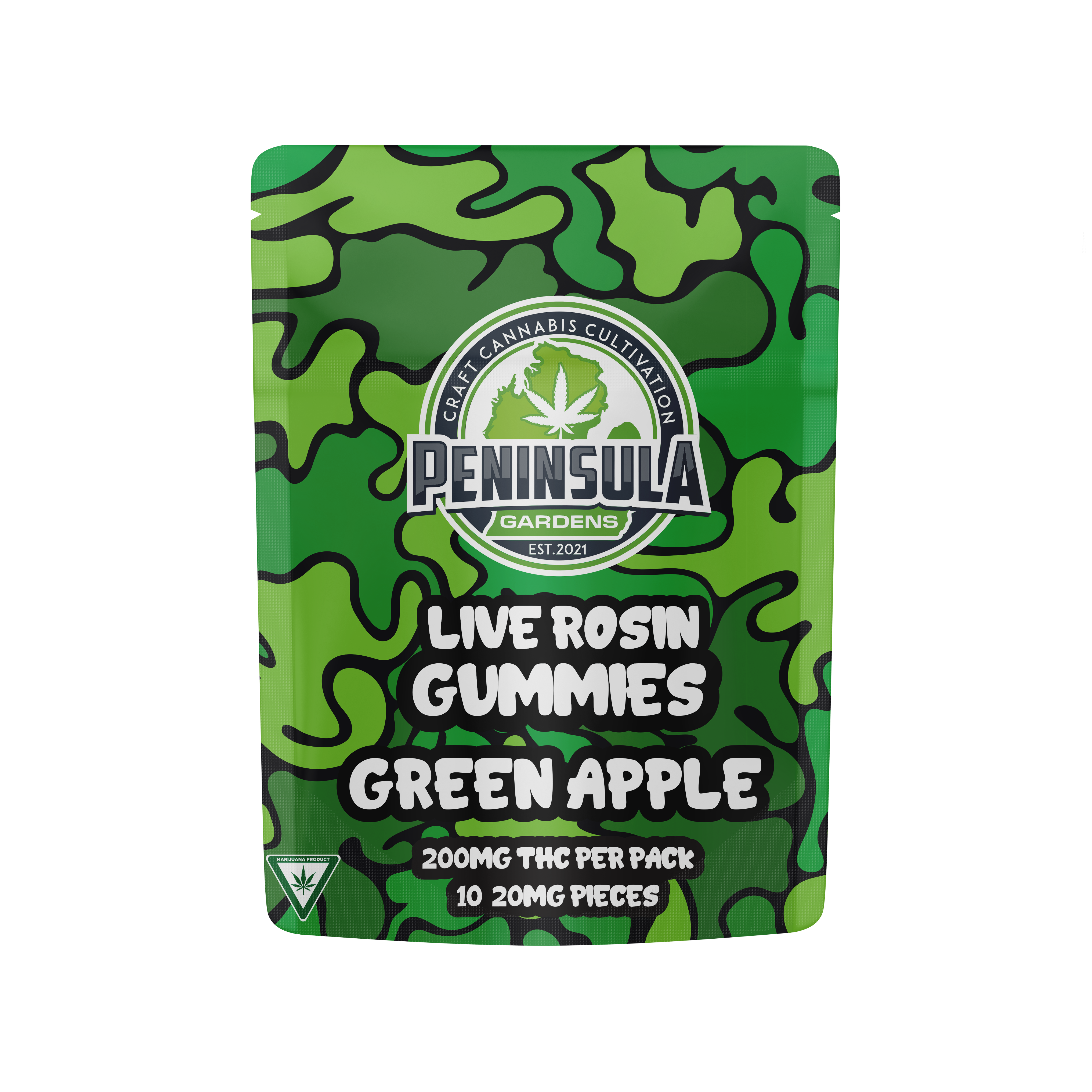 Photograph of product: Peninsula Gardens | Green Apple | 200mg | Rosin Infused Gummies