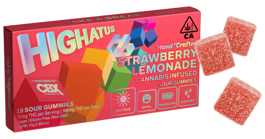 Photograph of product: Highatus | Sour Strawberry Lemonade | 31G Gummies 10PK
