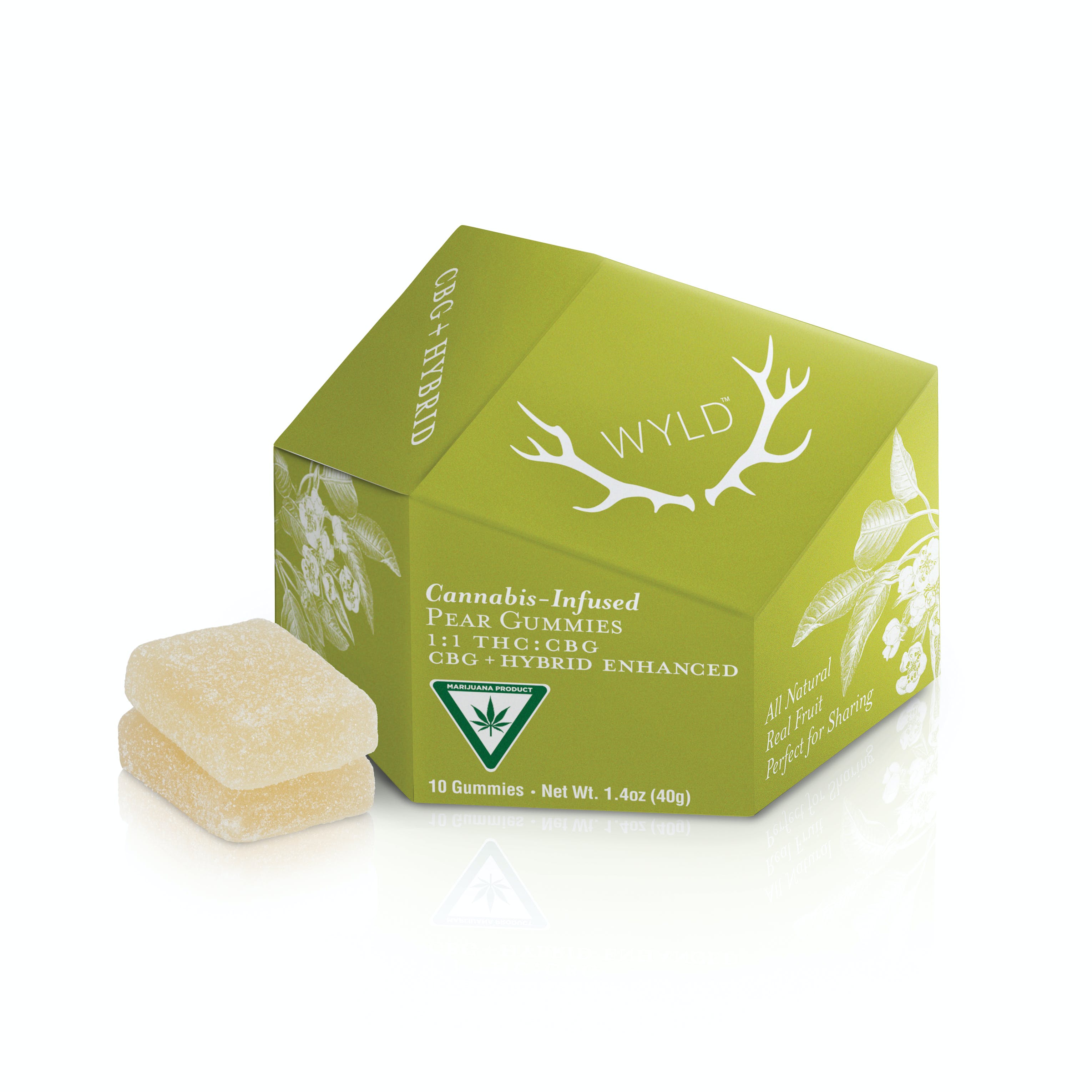 Photograph of Product: WYLD - Pear - 1:1 THC:CBG - 200mg Gummies (10x20mg)