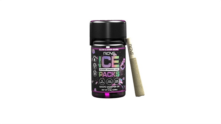 Photograph of product: Grape Stomper - 2.5g 5pk Triple Infused Pre Rolls