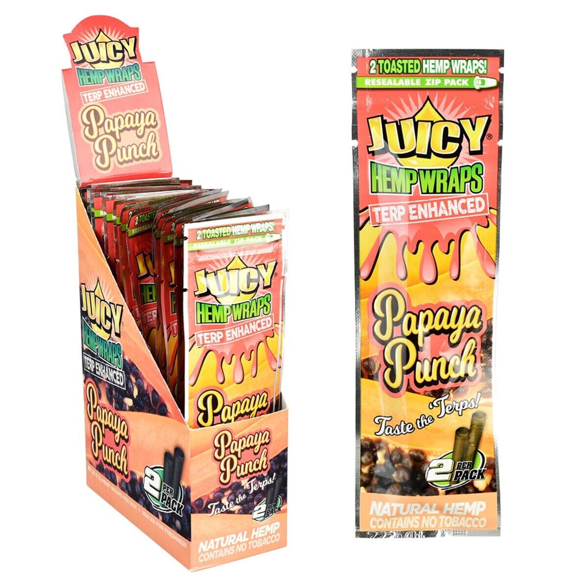 Photograph of product: Juicy | Hemp Wraps | Papaya Punch | 2PK