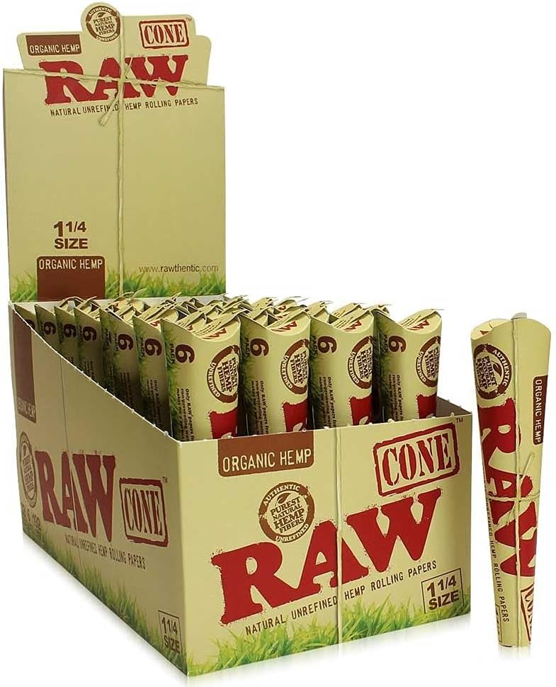 Photograph of product: Raw Organic Hemp 1 1/4 Size Cones 6pk