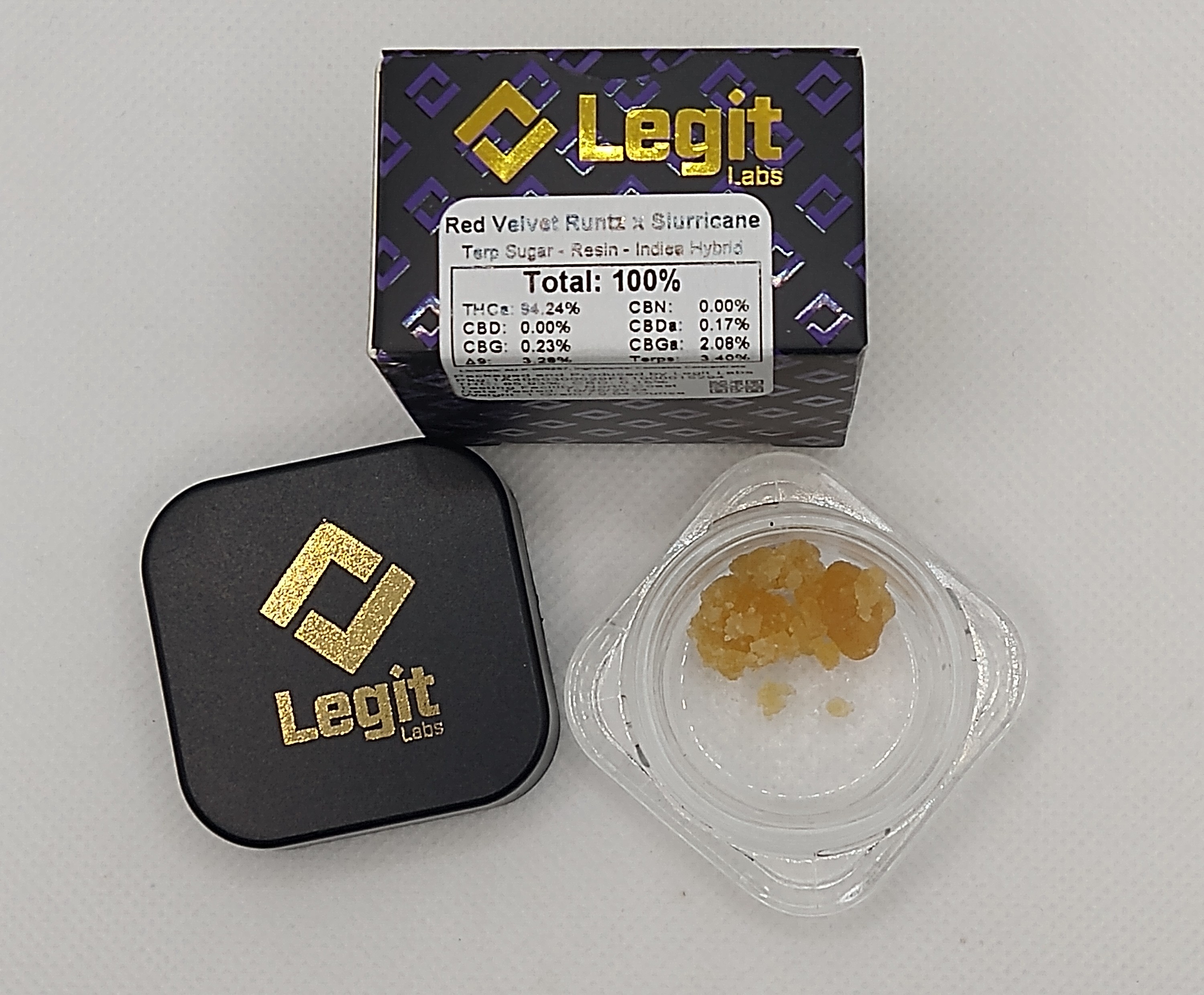 Photograph of product: Legit Labs | Red Velvet Runtz x Slurricane | Live Resin Concentrate Oui'd