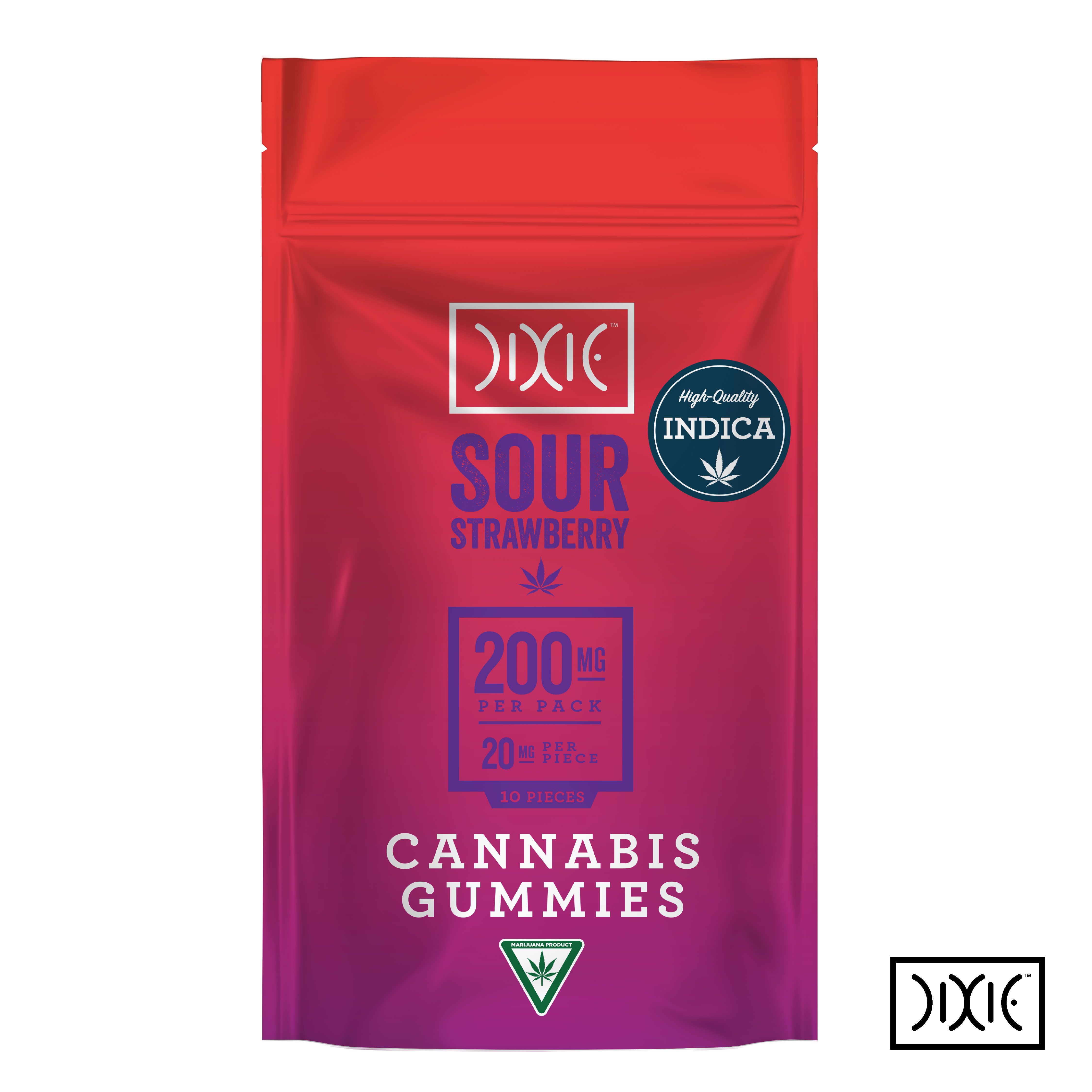 Photograph of product: Dixie | 200mg Gummies | Sour Strawberry