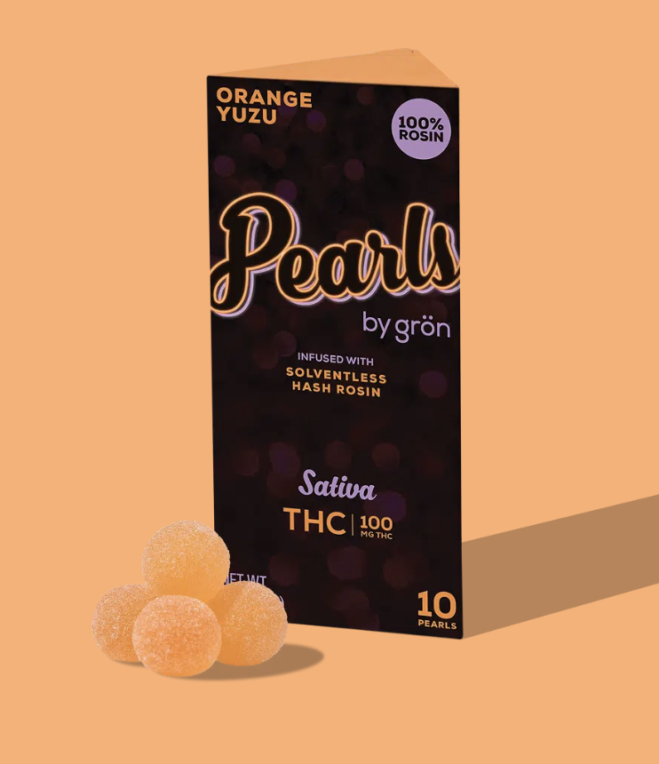 Photograph of product: Orange Yuzu Pearls 'Rosin'-Oui'd 10pk/100mg