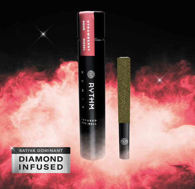 Photograph of product: Rythm-Strawberry Sour Diesel infused pre roll