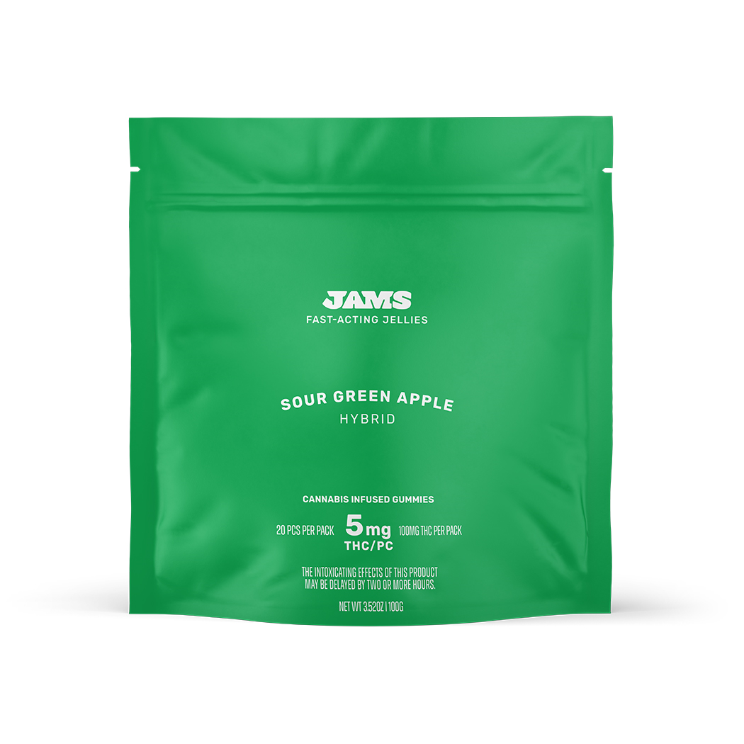 Photograph of product: JAMS Fast Acting Jellies 20pk/100mg- Sour Green Apple