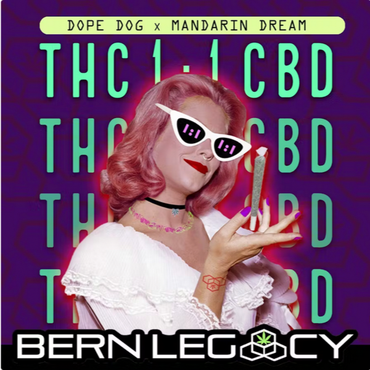 Photograph of product: Bern Legacy | Dog Daze | 1:1 TH-oui/CBD | Pre-Roll